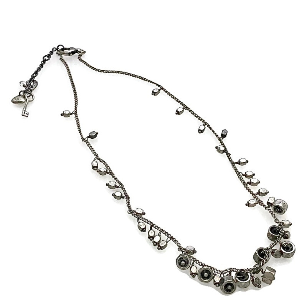 Fossil Silver Tone Hex Nuts Cluster Necklace - image 4